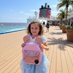 Disney Cruise Line Bibbidi Bobbidi Boutique Mini Backpack Pink Sequin